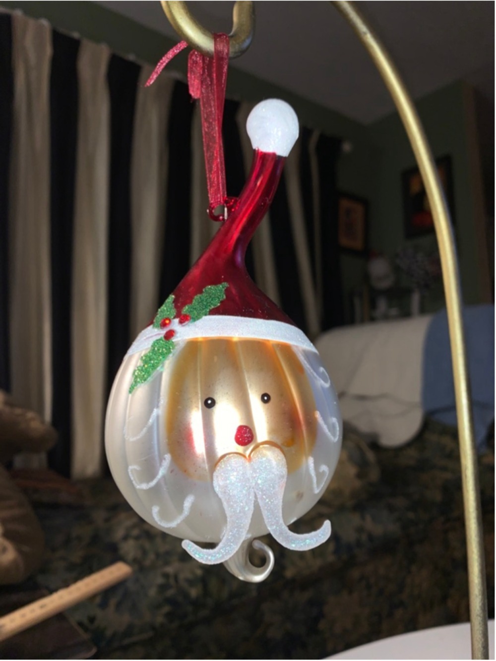 Unbranded Santa Claus Blown Glass Christmas Ornament One Size White Red